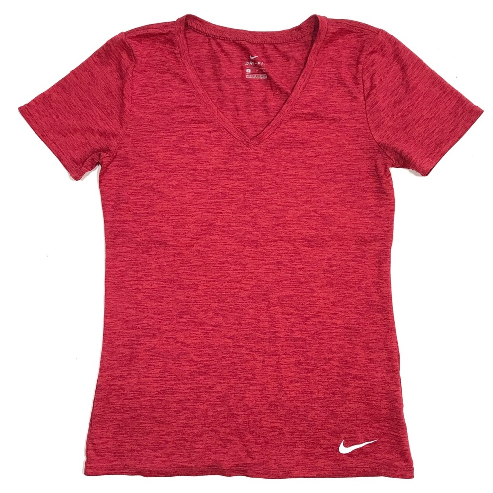NEW Nike Heather Red DriFit V-neck Tee Shirt